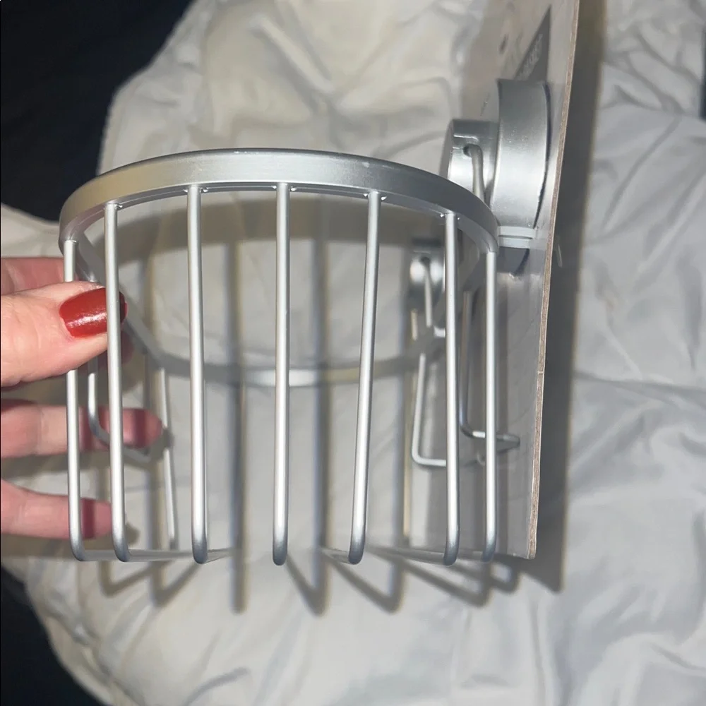 Habitat Silver Aluminum Suction Shower Basket